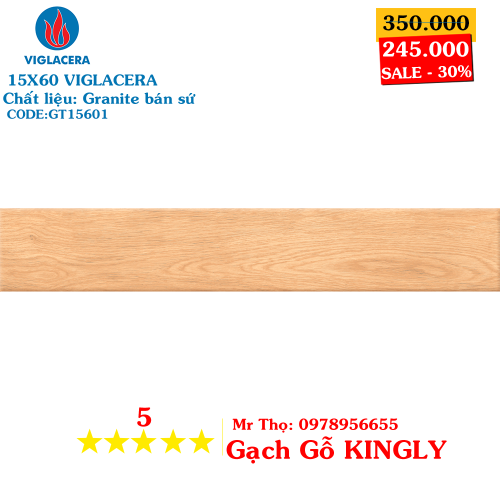 Gạch giả gỗ viglacera 15x60 GT15601 A1